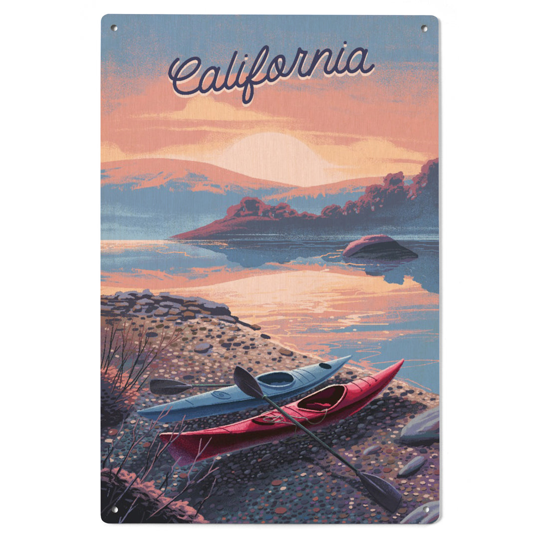 California, Glassy Sunrise, Kayak, Wood Signs and Postcards