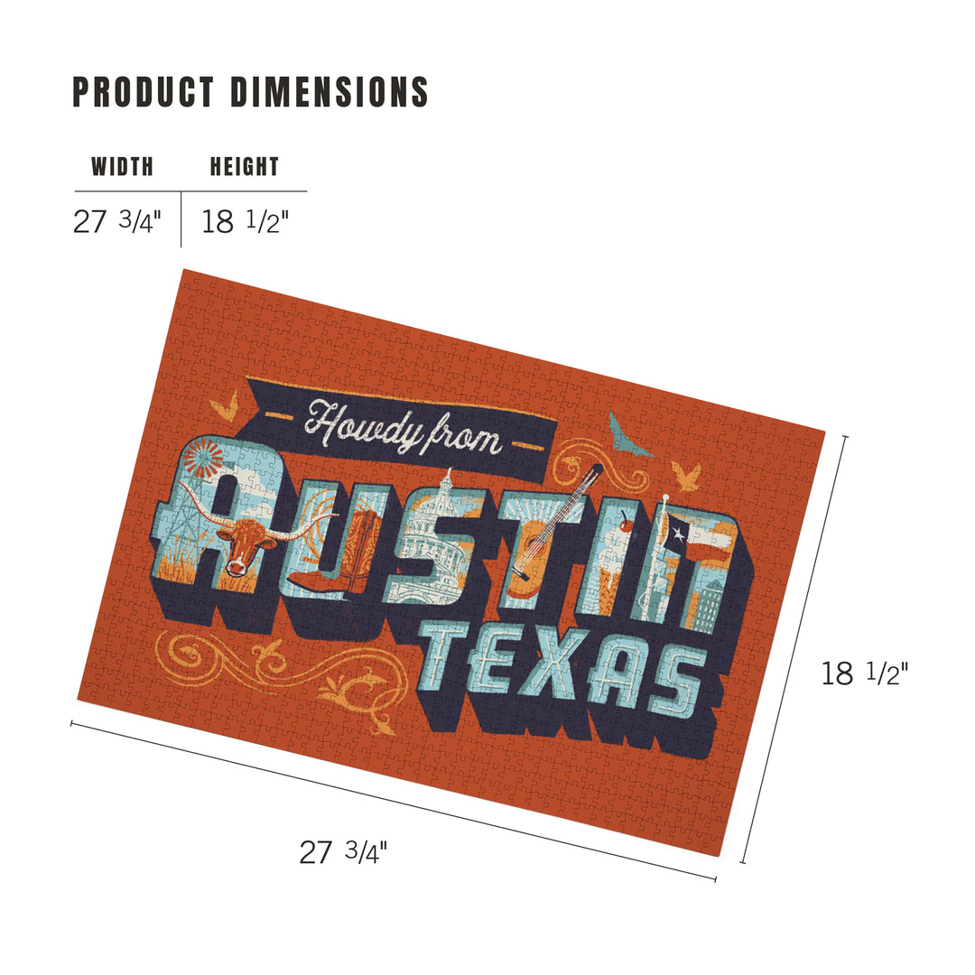 Austin, Texas, Typography Mural, City Series, 1000 Piece Jigsaw Puzzle