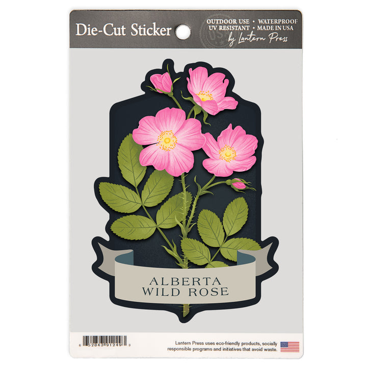 Vintage Flora Noir, Alberta Wild Rose, Vinyl Sticker