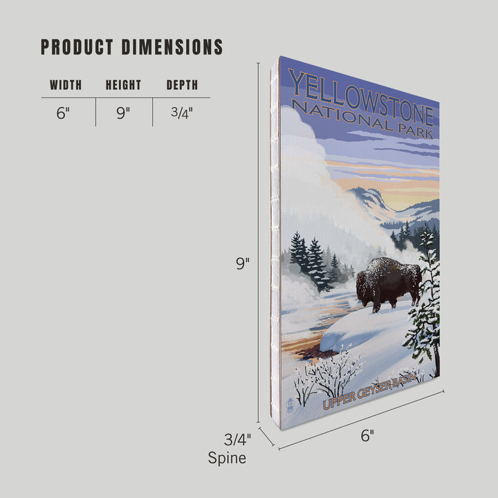 Lined 6x9 Journal, Yellowstone National Park, Wyoming, Bison Snow Scene, Lay Flat, 193 Pages, FSC paper