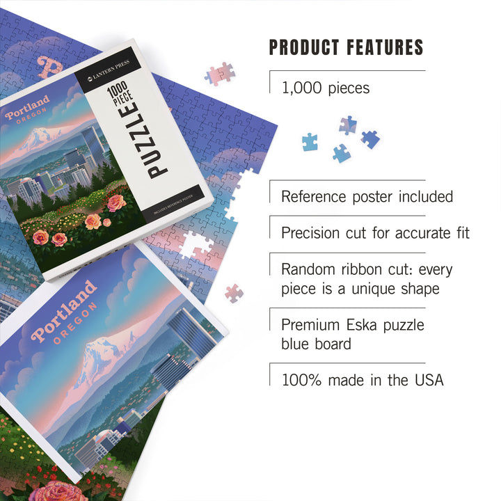 Portland, Oregon, Portland Skyline and Mount Hood, 1000 Piece Jigsaw Puzzle