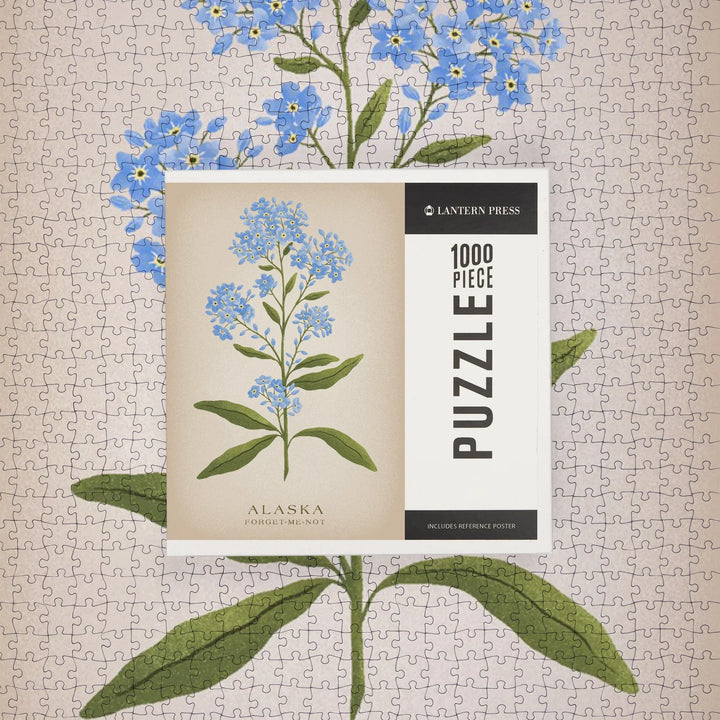 Alaska, Forget-Me-Not, Vintage Flora, State Series, 1000 Piece Jigsaw Puzzle