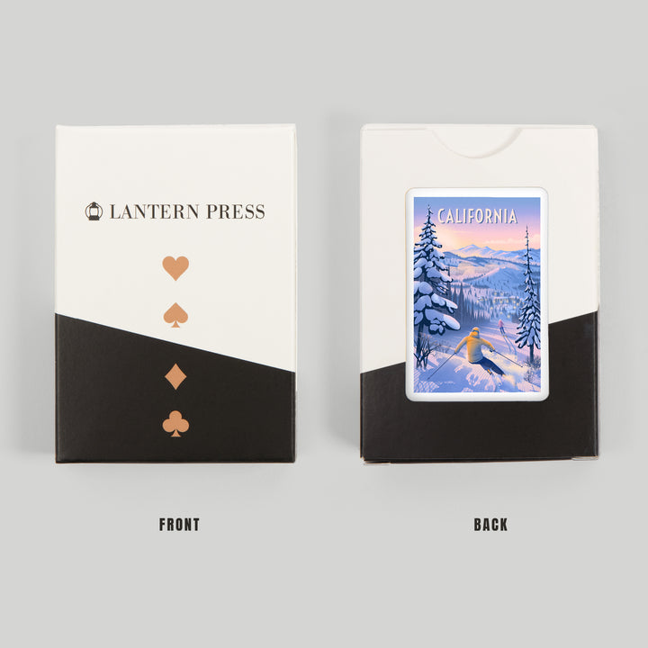 Playing Cards, California, Ski for Miles, Skiing, 52 Card Deck with Jokers in Box, Unique Art
