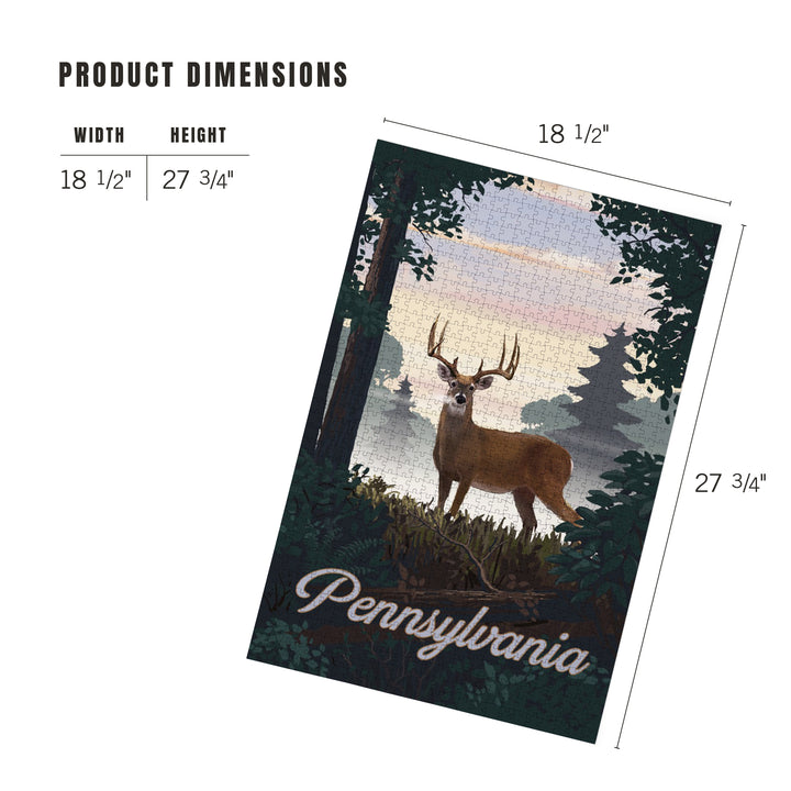 Pennsylvania, Painterly, Deer and Sunrise, 1000 Piece Jigsaw Puzzle