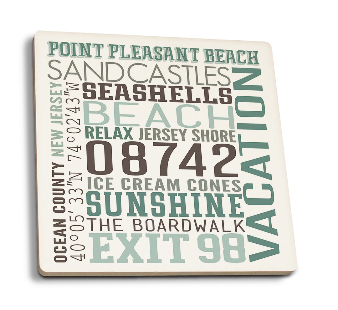 Point Pleasant Beach, New Jersey, Typography, Textured, Coaster Set