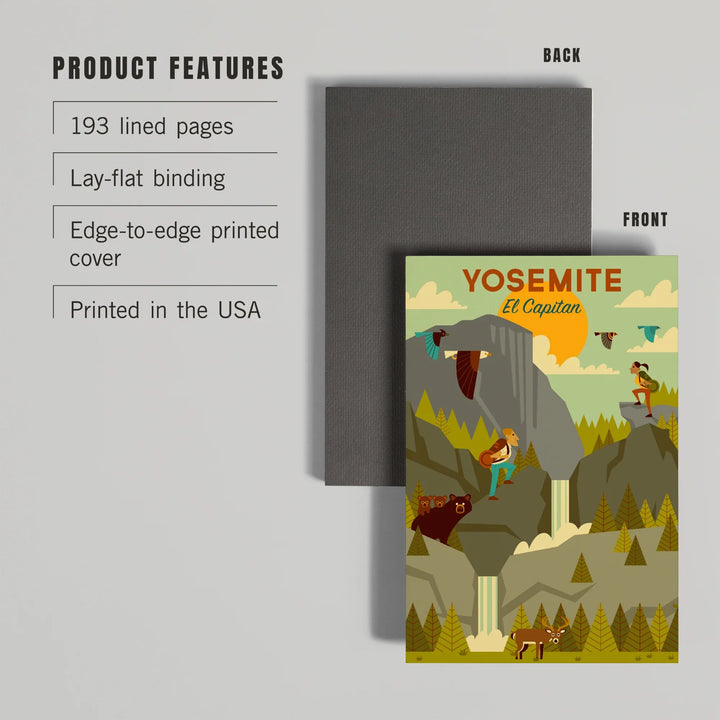Lined 6x9 Journal, Yosemite National Park, California, El Capitan, Geometric National Park Series, Lay Flat, 193 Pages, FSC paper