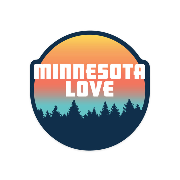 Minneapolis, Minnesota, Minnesota Love, Contour, Lantern Press Artwork, Vinyl Sticker