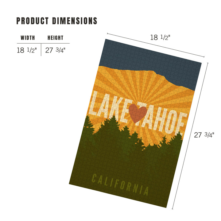 Lake Tahoe, California, Heart and Mountains, Jigsaw Puzzle
