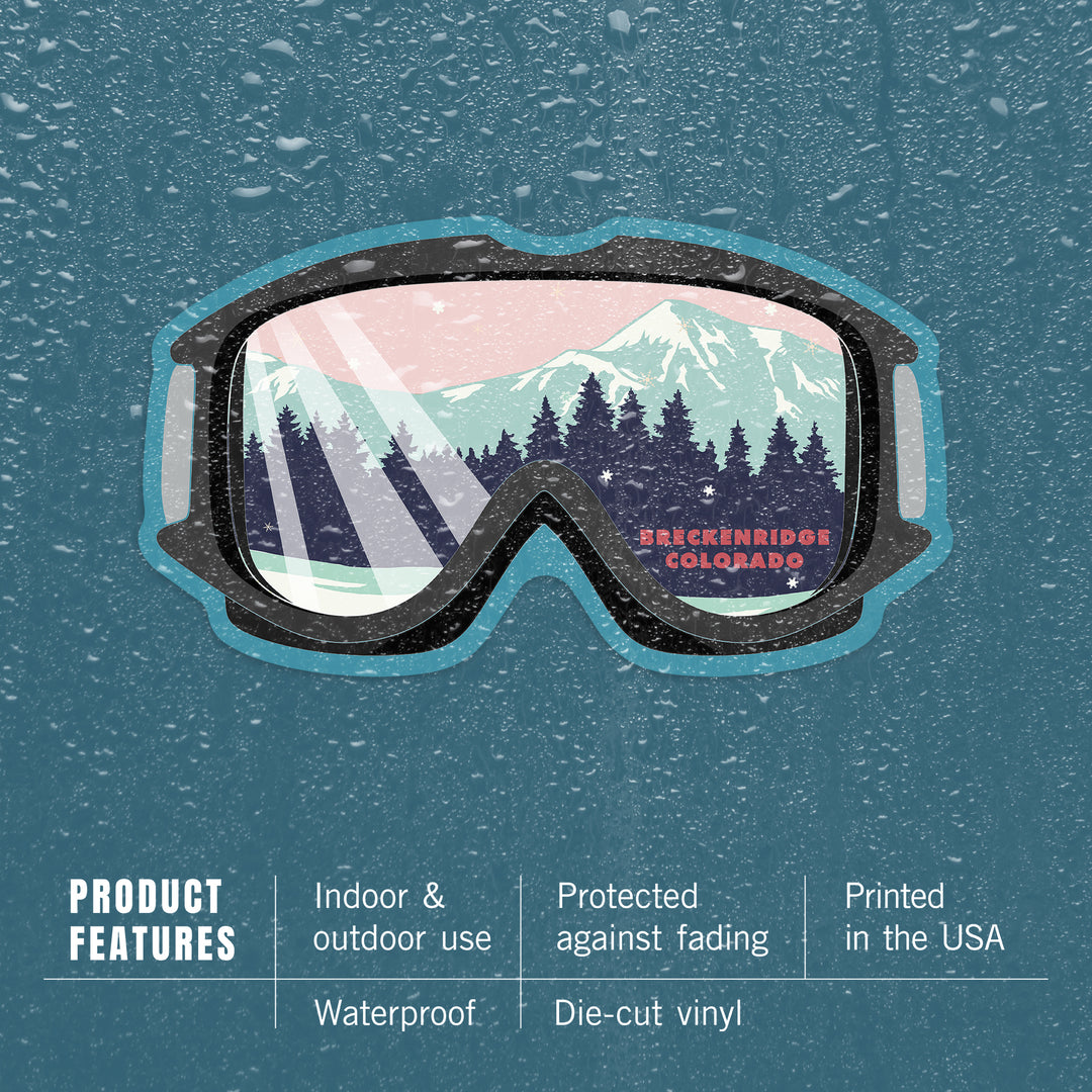 Breckenridge, Colorado, Ski Goggles, Mountain Life, Contour, Vinyl Sticker