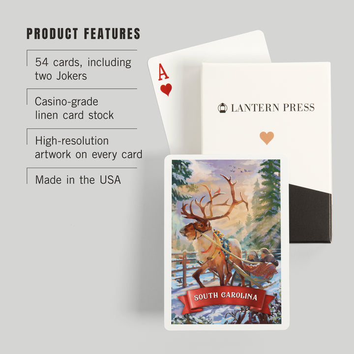 Playing Cards, South Carolina, Sleigh Ride, 52 Card Deck with Jokers in Box, Unique Art