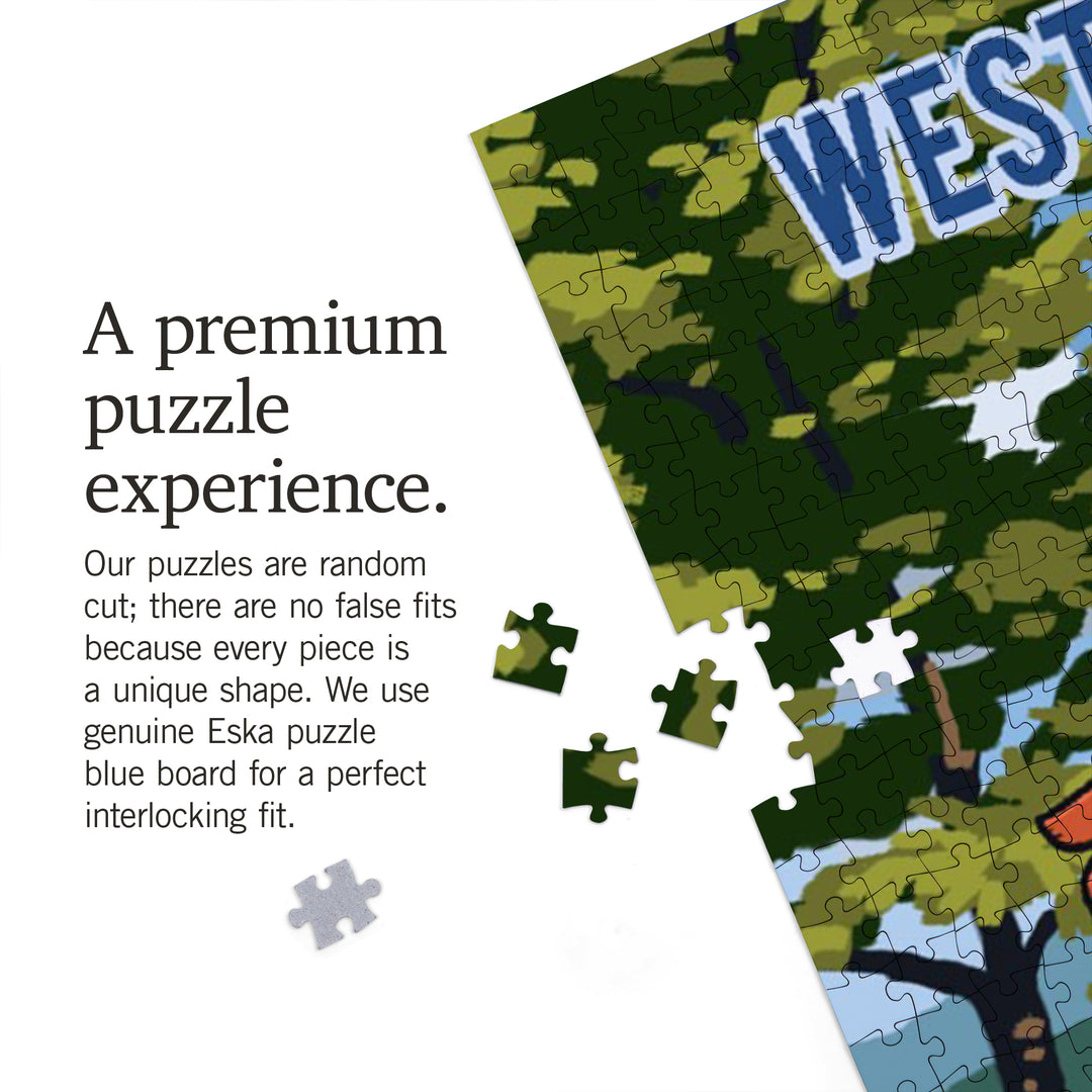 West Virginia, Signpost, Lake and Flowers, Jigsaw Puzzle