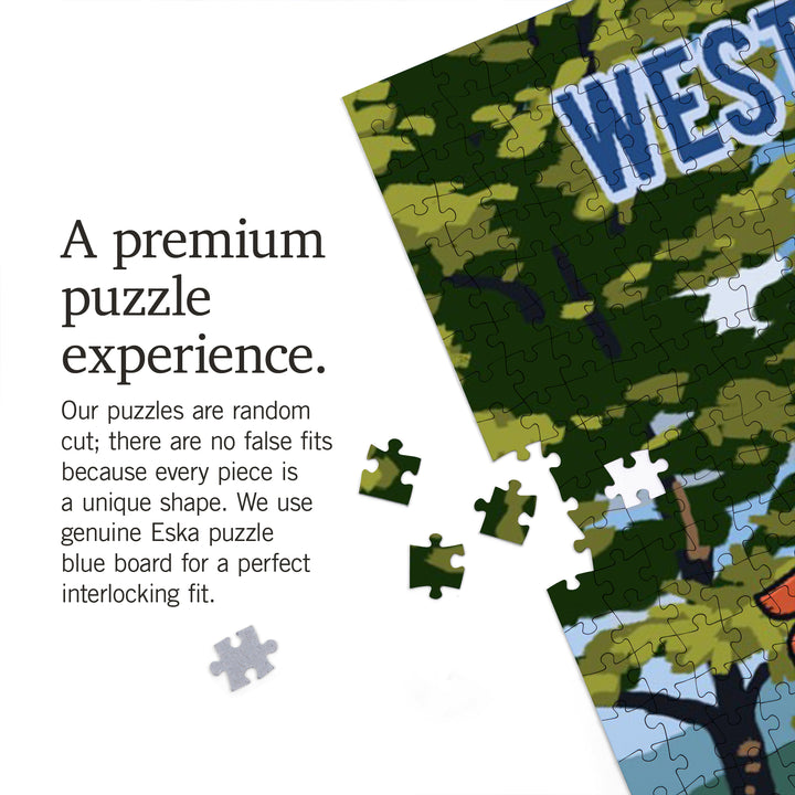 West Virginia, Signpost, Lake and Flowers, Jigsaw Puzzle