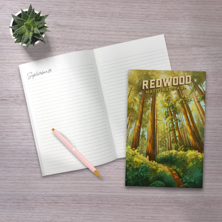 Lined 6x9 Journal, Redwood National and State Parks, California, Oil Painting, Lay Flat, 193 Pages, FSC paper