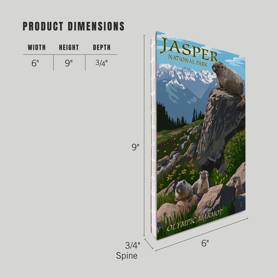 Lined 6x9 Journal, Jasper National Park, Canada, Olympic Marmots, Lay Flat, 193 Pages, FSC paper
