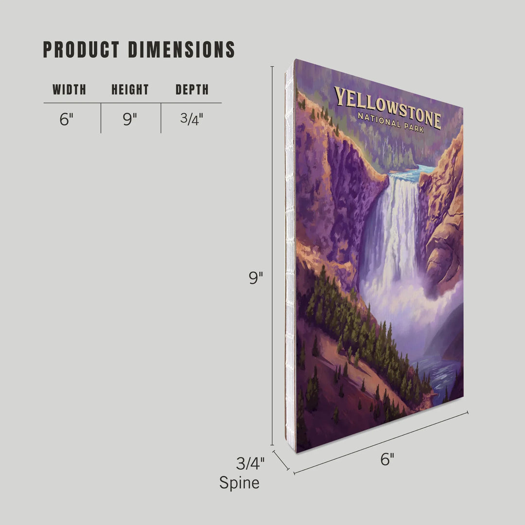 Lined 6x9 Journal, Yellowstone National Park, Wyoming, Oil Painting, Yellowstone Falls, Lay Flat, 193 Pages, FSC paper