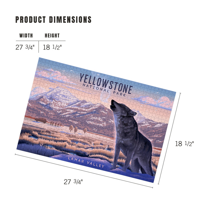 Yellowstone National Park, Wyoming, Lithograph, Lamar Valley Wolf Scene, Jigsaw Puzzle