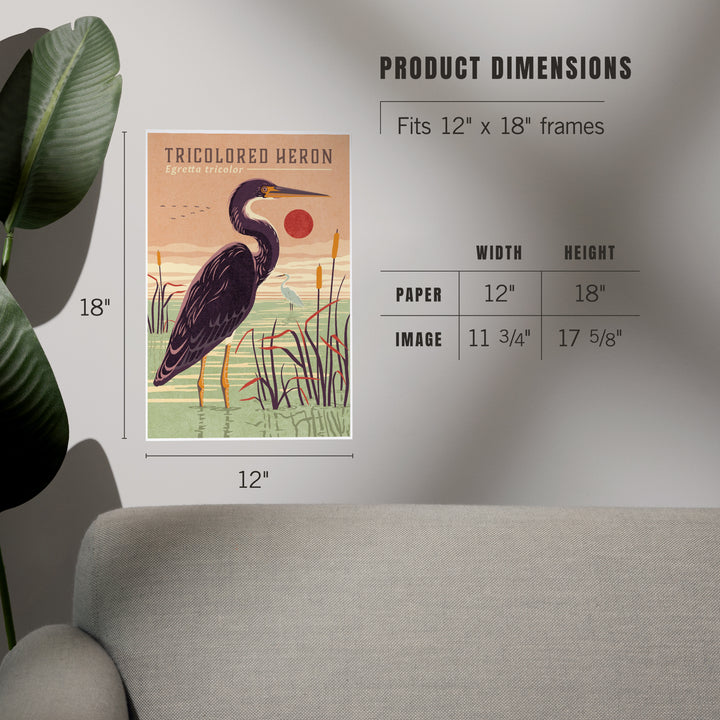 Shorebirds at Sunset Collection, Tricolored Heron, Bird, Art & Giclee Prints