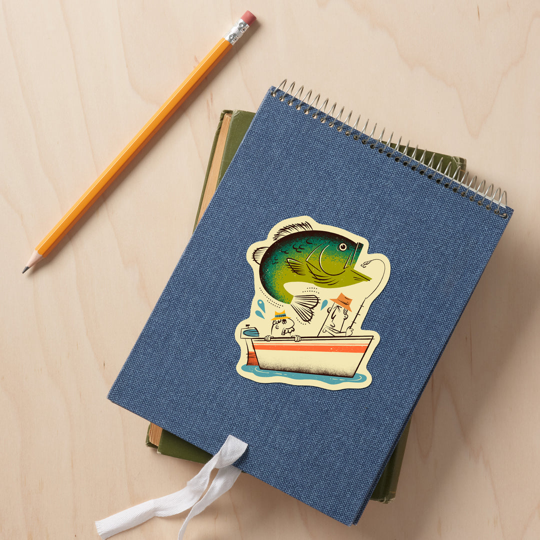 Midcentury, Bass Fishing, Vinyl Sticker