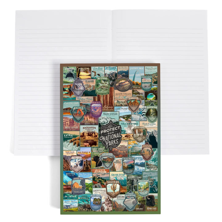 Lined 6x9 Journal, Protect our National Parks Collection, Collage, Lay Flat, 193 Pages, FSC paper