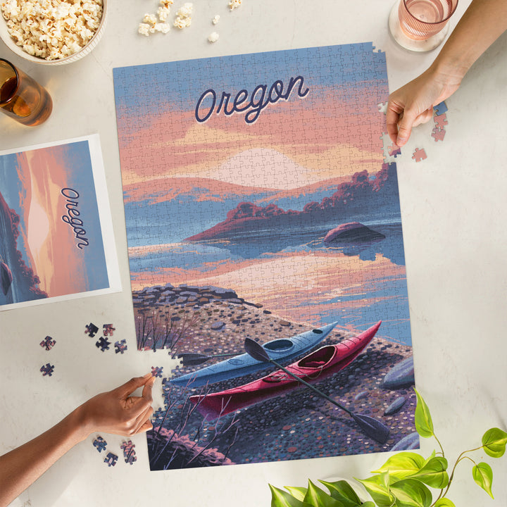 Oregon, Glassy Sunrise, Kayak, 1000 Piece Jigsaw Puzzle