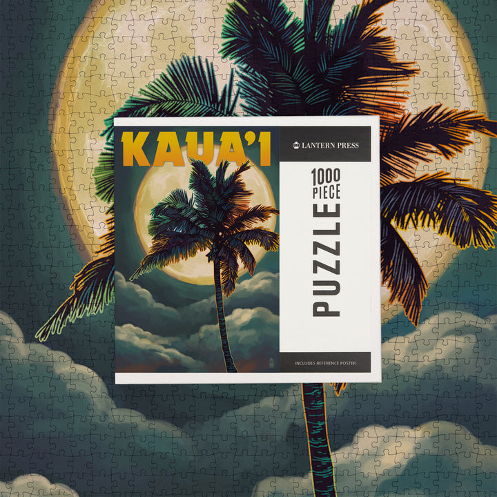 Kaua'i, Hawaii, Palm and Moon, Jigsaw Puzzle