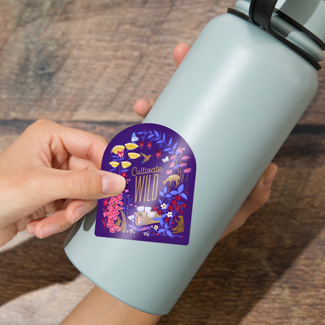Cultivate Wild, Floral, Vinyl Sticker