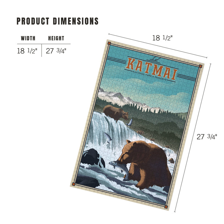 Katmai National Park and Preserve, Alaska, Lithograph, 1000 Piece Jigsaw Puzzle