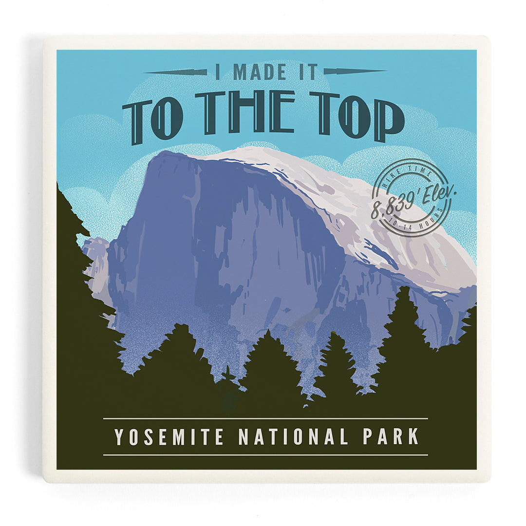 Yosemite National Park, California, I Made it to the Top, Half Dome, Lithograph, Coasters