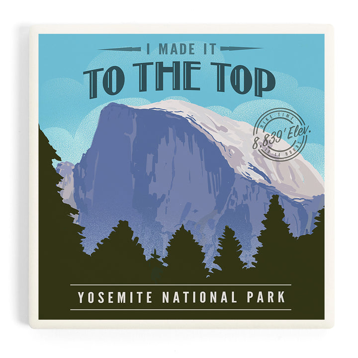 Yosemite National Park, California, I Made it to the Top, Half Dome, Lithograph, Coasters
