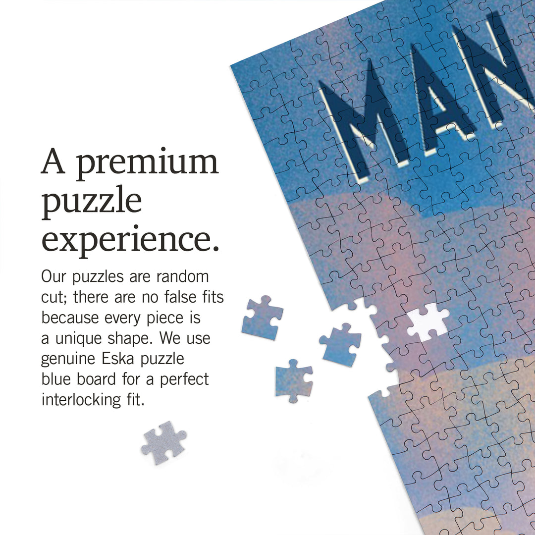 Manasquan, New Jersey, Beach Lithograph, 1000 Piece Jigsaw Puzzle