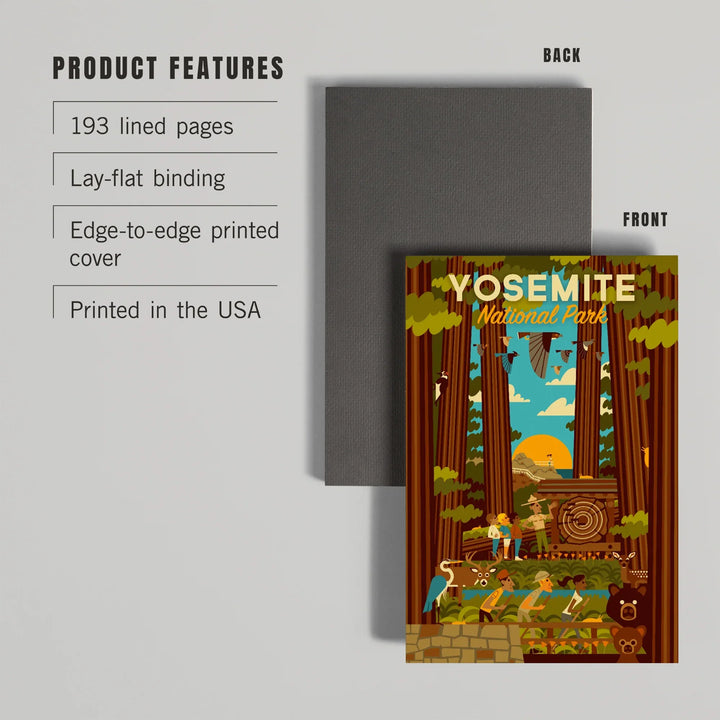 Lined 6x9 Journal, Yosemite National Park, California, Forest, Geometric, Lay Flat, 193 Pages, FSC paper