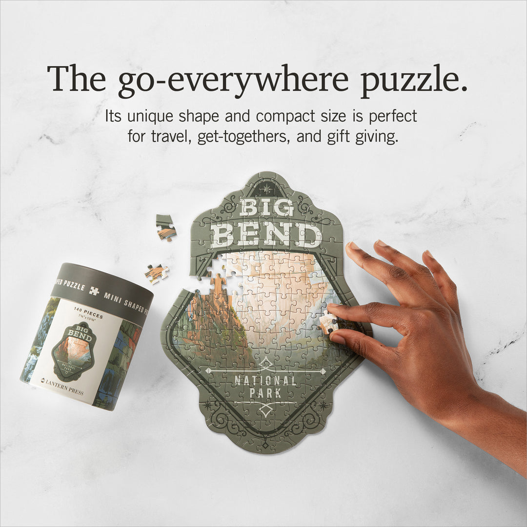 Lantern Press Mini Shaped Adult Jigsaw Puzzle, Protect Our National Parks (Big Bend)