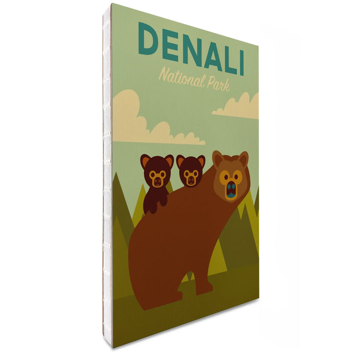 Lined 6x9 Journal, Denali National Park, Alaska, Bear and Cubs, Geometric, Lay Flat, 193 Pages, FSC paper