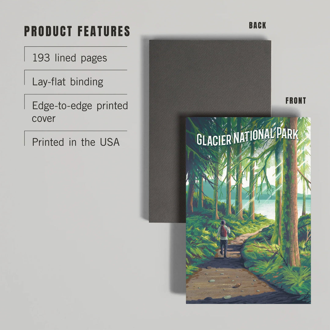 Lined 6x9 Journal, Glacier National Park, Montana, Walk in the Woods, Day Hike, Lay Flat, 193 Pages, FSC paper