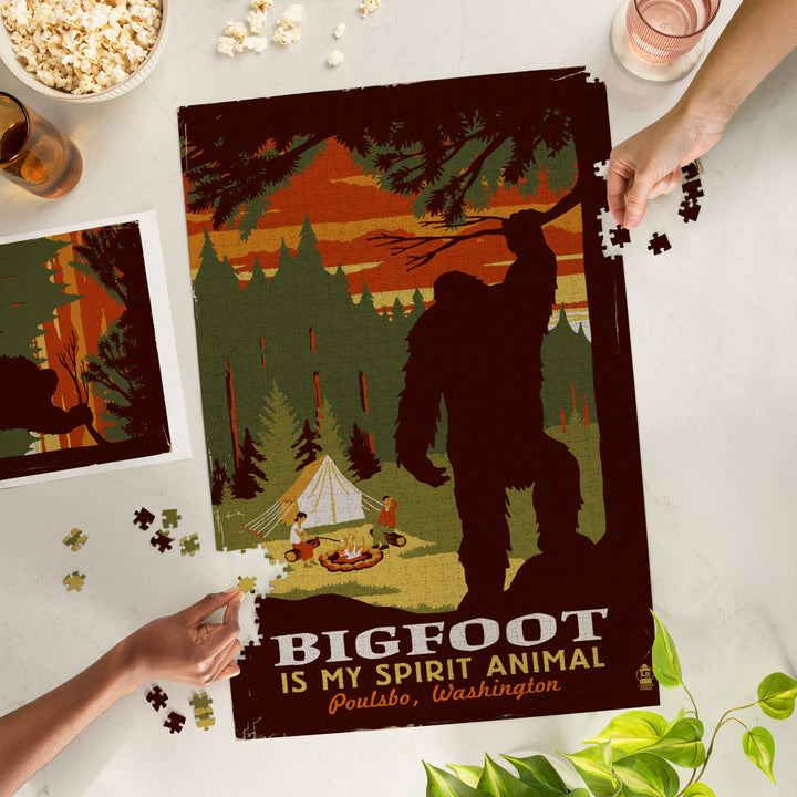 Poulsbo, Washington, Bigfoot is My Spirit Animal, 1000 Piece Jigsaw Puzzle
