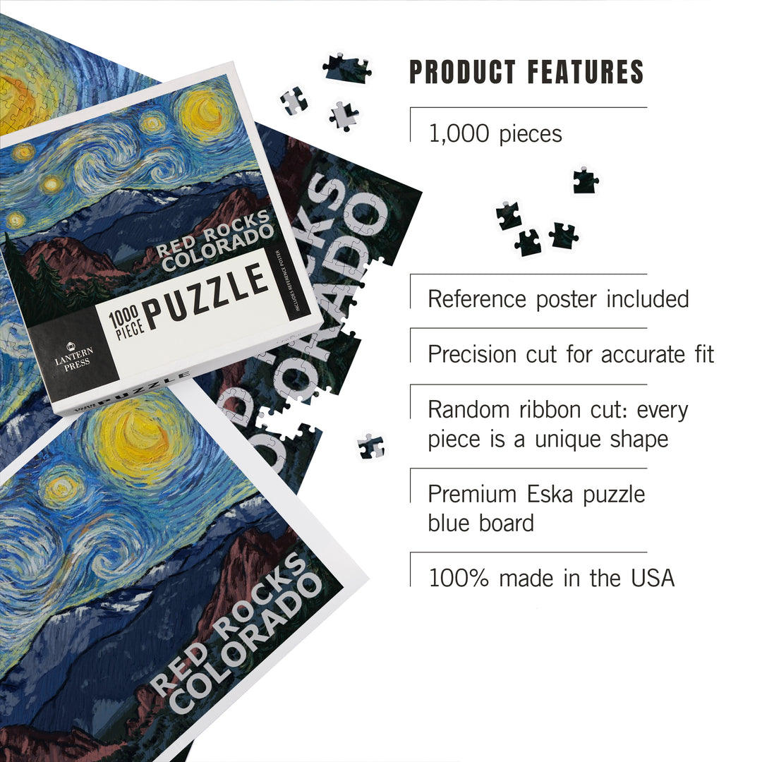 Red Rocks, Colorado, Starry Night, Pikes Peak, Jigsaw Puzzle