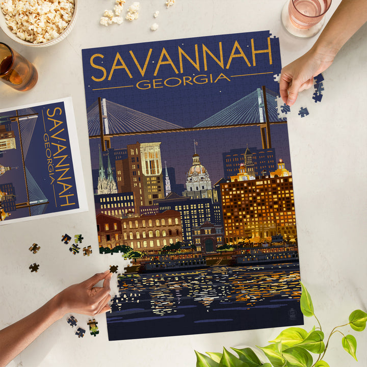 Savannah, Georgia at Night, Jigsaw Puzzle