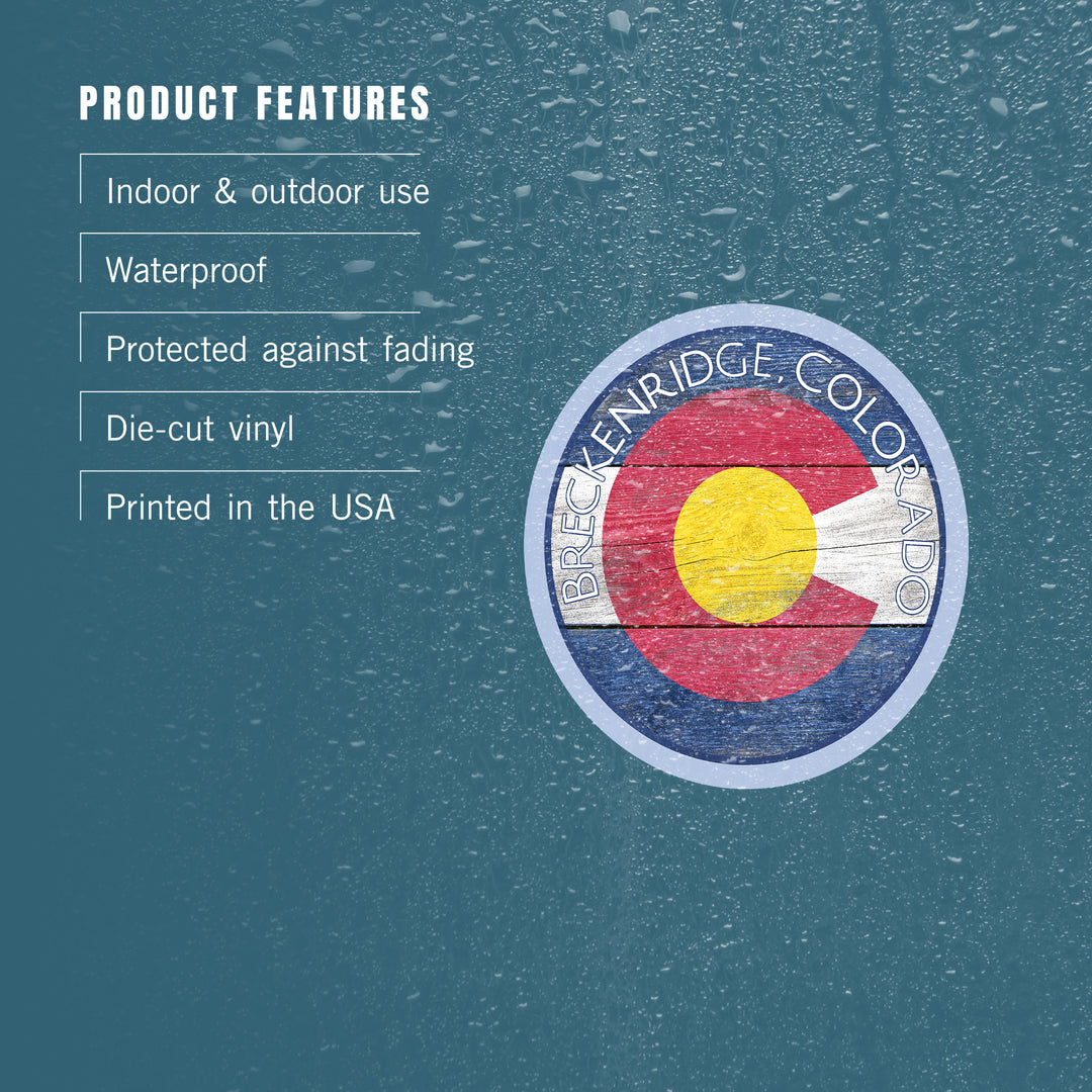 Breckenridge, Colorado, Rustic State Flag, Contour, Vinyl Sticker