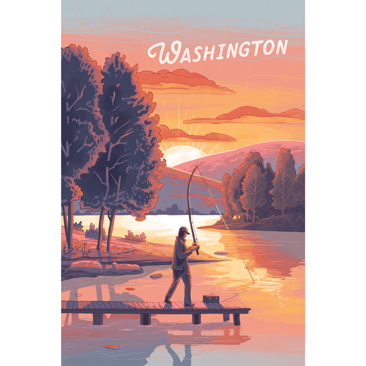 Washington, This is Living, Fishing with Hills canvas art