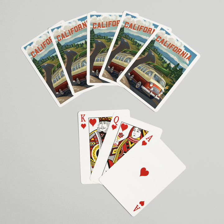 Playing Cards, California, Painterly, Camper Van, Off To Roam, 52 Card Deck with Jokers in Box, Unique Art