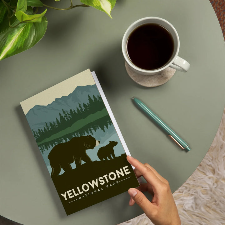 Lined 6x9 Journal, Yellowstone National Park, Wyoming, Grizzly Bear and Cub, Lay Flat, 193 Pages, FSC paper