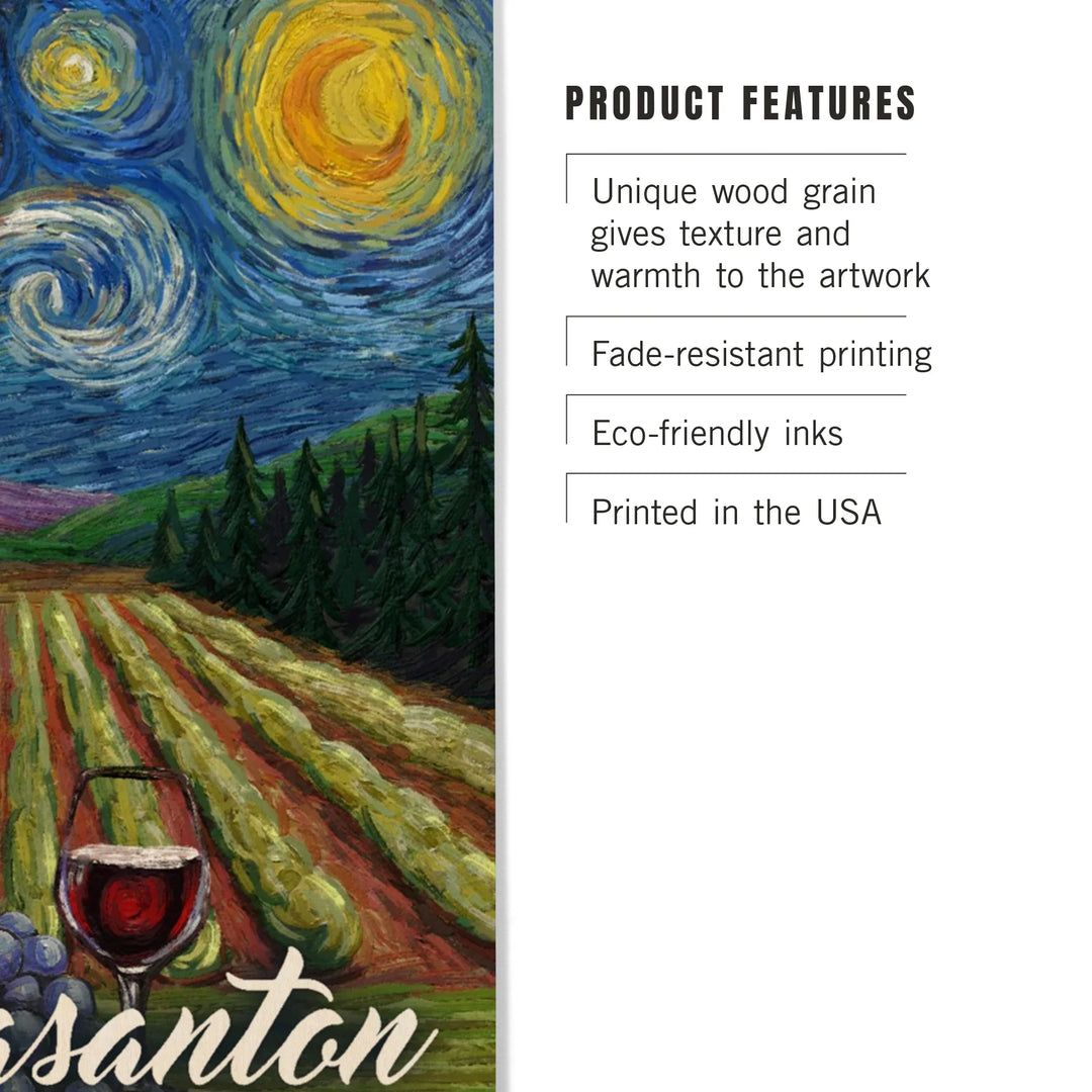 Pleasanton, California, Vineyard, Starry Night, Wood Sign and Postcards