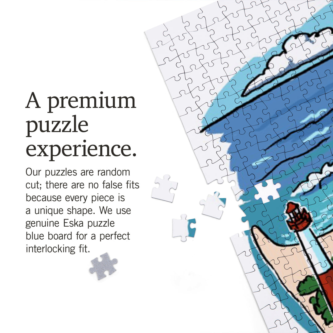 Long Beach Island, New Jersey, Line Drawing, 1000 Piece Jigsaw Puzzle