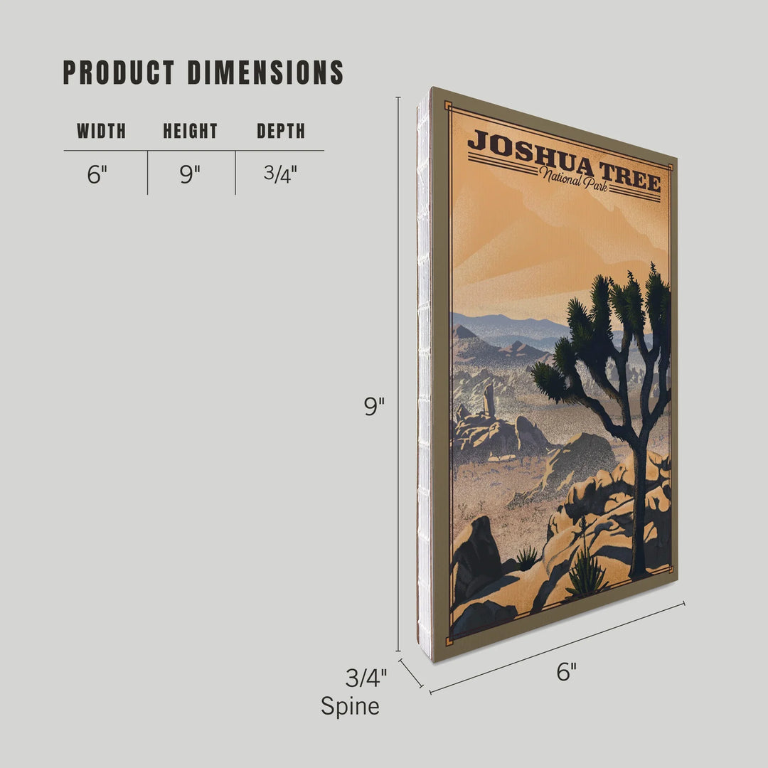 Lined 6x9 Journal, Joshua Tree National Park, California, Lithograph National Park Series, Lay Flat, 193 Pages, FSC paper