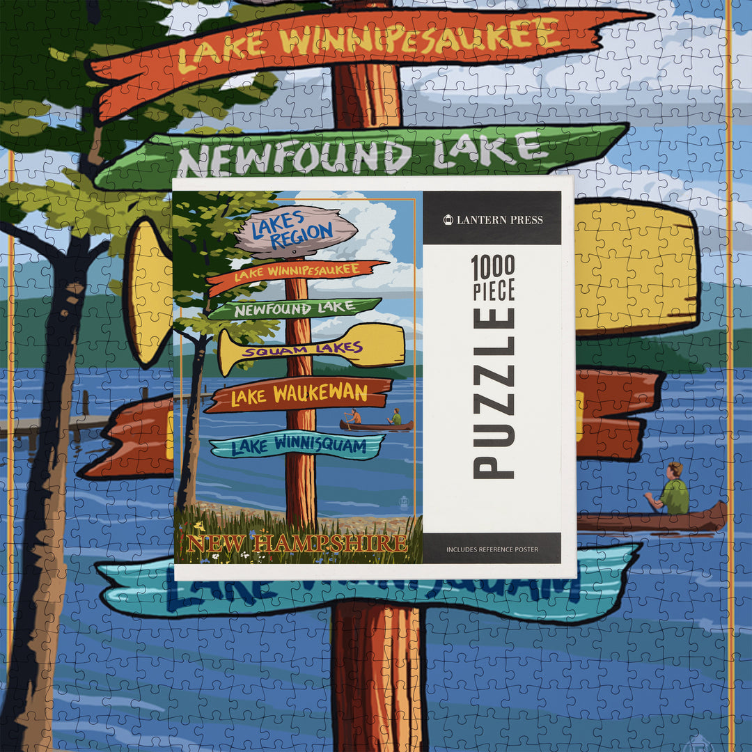Lakes Region, New Hampshire, Destinations Sign, Jigsaw Puzzle