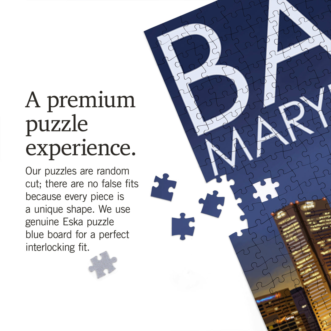 Baltimore, Maryland, Skyline at Night, Jigsaw Puzzle