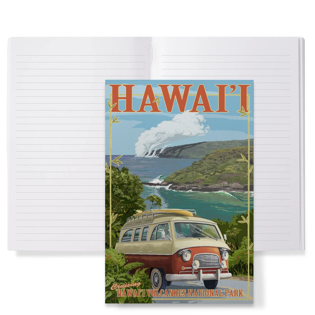 Lined 6x9 Journal, Hawaii Volcanoes National Park, Camper Van, Lay Flat, 193 Pages, FSC paper