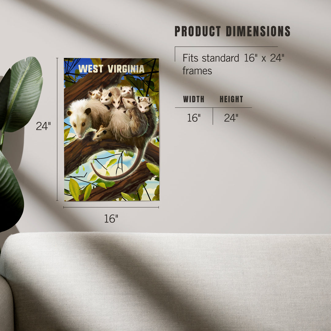 West Virginia, Possum with Babies, Art & Giclee Prints