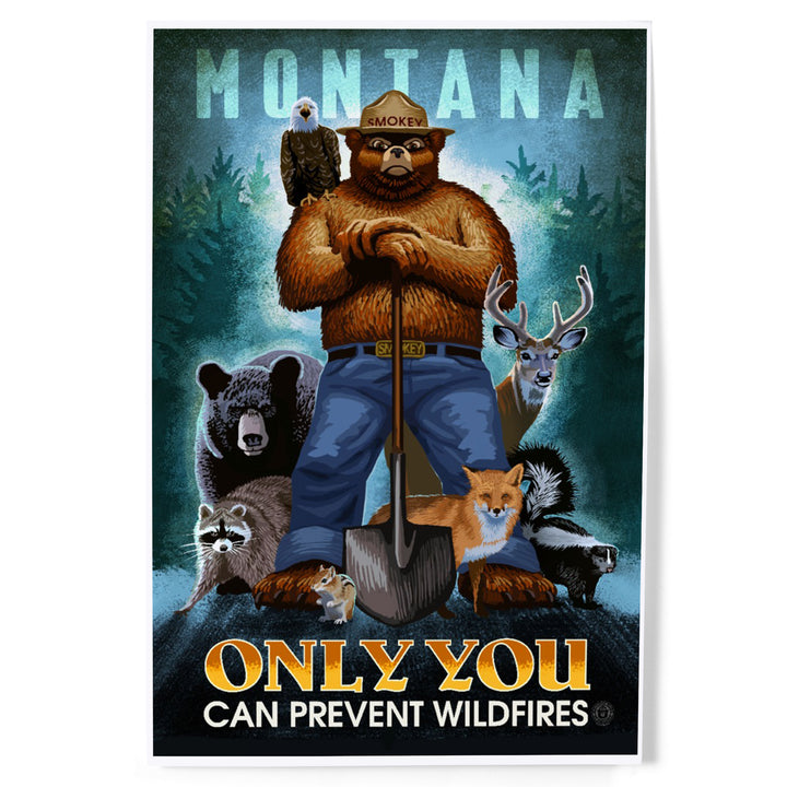 Montana, Smokey Bear and Friends, Only You Can Prevent Wildfires, Art & Giclee Prints