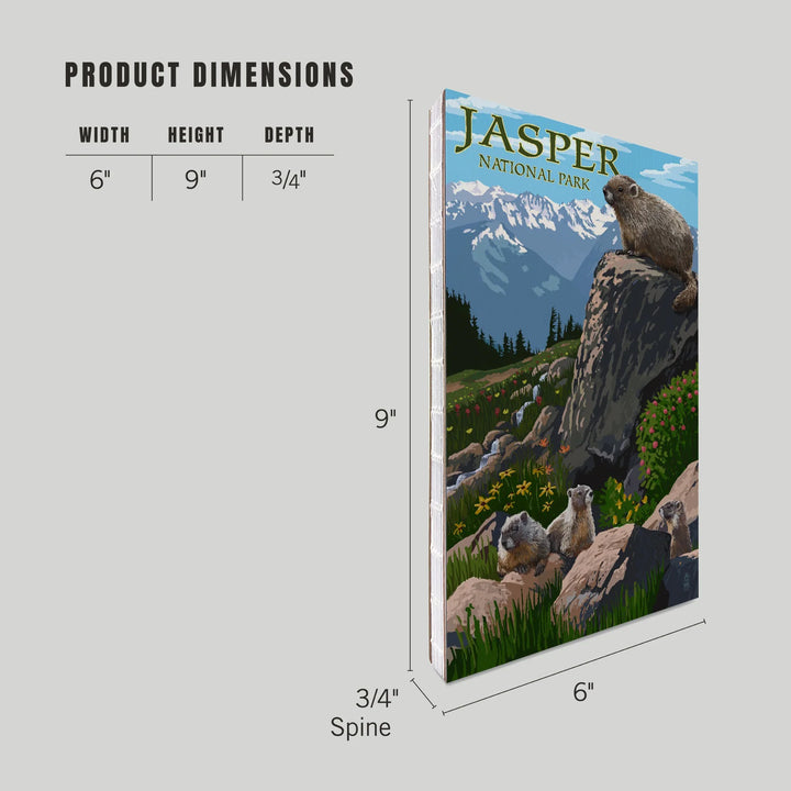 Lined 6x9 Journal, Jasper National Park, Canada, Marmots, Painterly, Lay Flat, 193 Pages, FSC paper